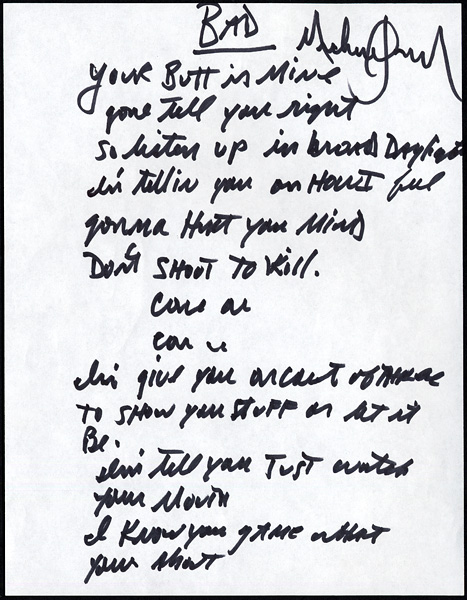 Michael Jackson Handwritten & Signed "Bad" Lyrics