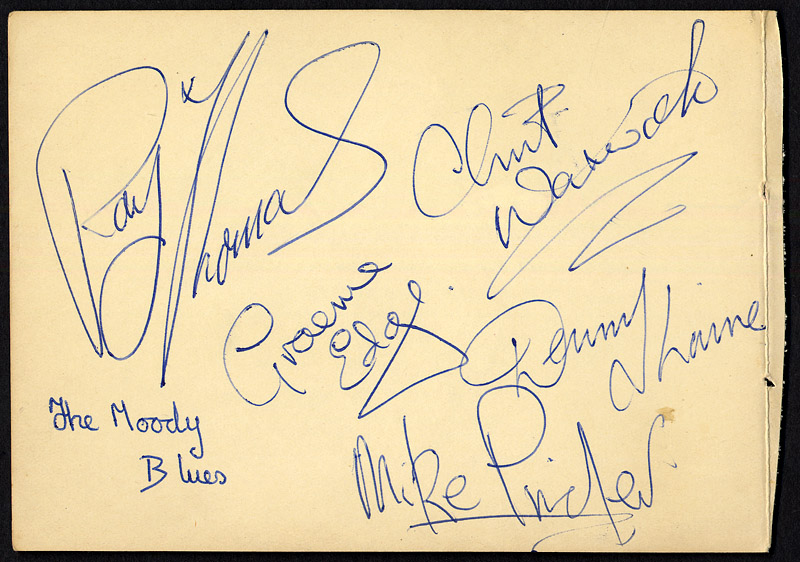 Lot Detail - Rock Group Autograph Pages: The Moody Blues, The Kinks ...