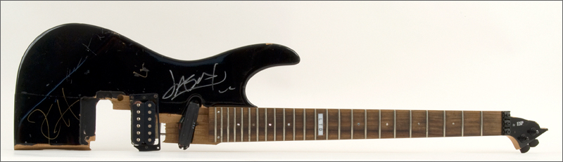 Lot Detail - Kirk Hammett (Metallica) Stage-Used & Signed Smashed ESP Guitar