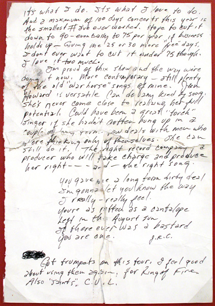 Lot Detail - Johnny Cash Handwritten Tour Notes and Poem