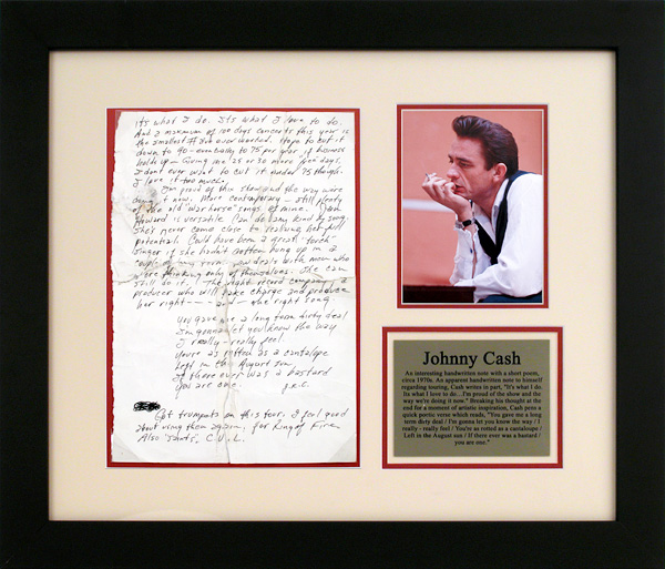 Johnny Cash Handwritten Tour Notes and Poem