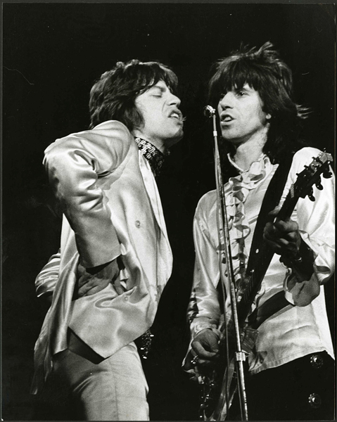 Mick Jagger and Keith Richards 1970 Vintage Stamped Photograph by Roberto Rabanne