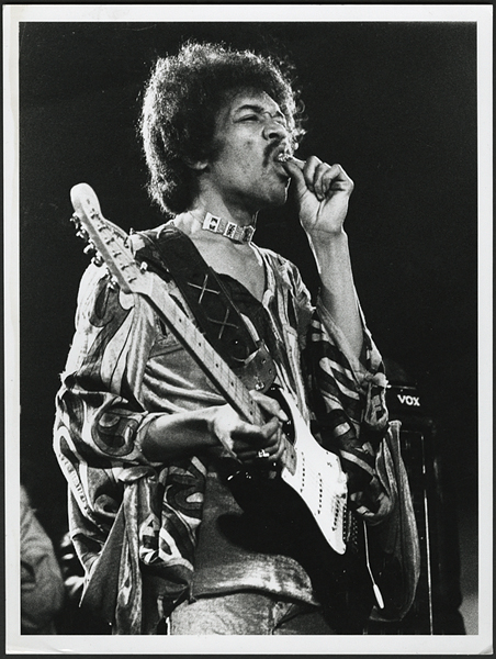 Jimi Hendrix 1970 "Isle of Wight Music Festival" Vintage Stamped Photograph by Roberto Rabanne