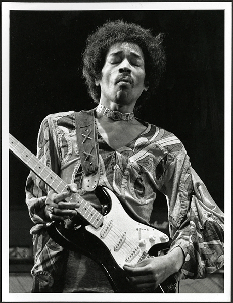 Jimi Hendrix 1970 "Isle of Wight Music Festival" Vintage Stamped Photograph by Laurens van Houten