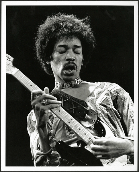 Jimi Hendrix 1970 "Isle of Wight Music Festival" Vintage Stamped Photograph by Laurens van Houten