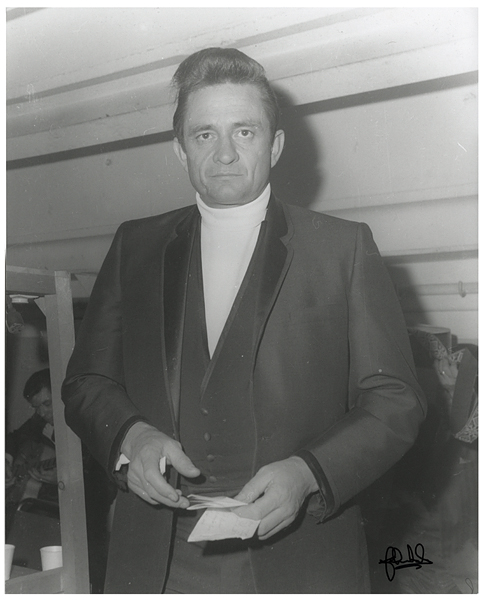 Johnny Cash 1968 Vintage Photograph Signed by John Rowlands 