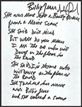 Michael Jackson Handwritten and Signed Lyrics to "Billie Jean"