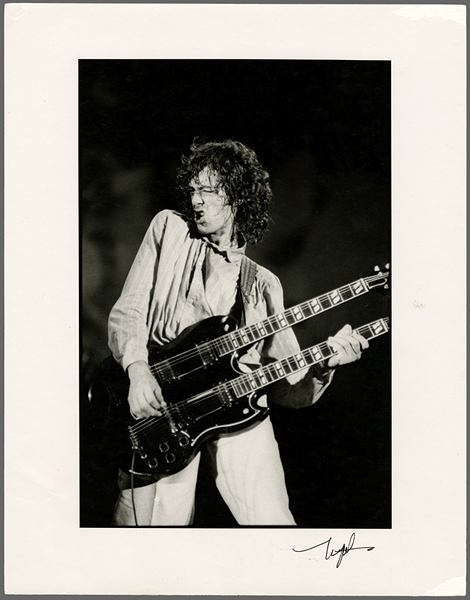 Jimmy Page Photograph Signed by Photographer Neal Preston