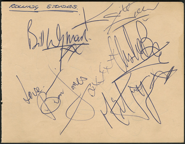 Rolling Stones Vintage Signed Autograph Book Page Circa 1962-1963