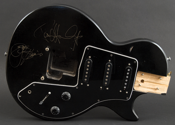 KISS Paul Stanley Stage Played Smashed Electric Guitar Signed by Paul Stanley and Gene Simmons