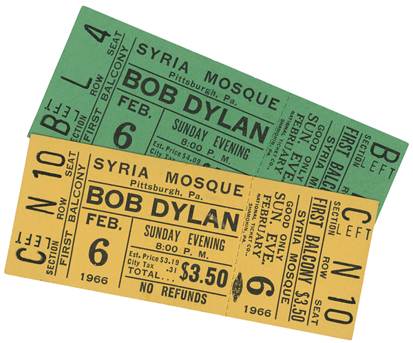 Bob Dylan 1966 Concert Tickets