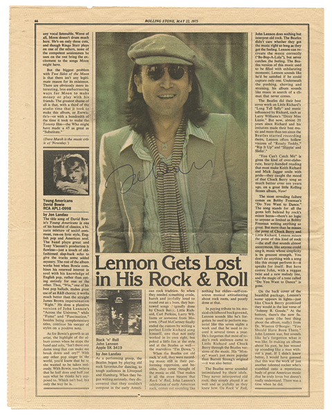 John Lennon Signed 1975 Rolling Stone Magazine Page