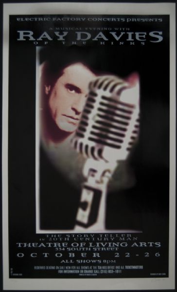 Ray Davies Limited Edition Original Concert Poster Signed and Numbered by Artist