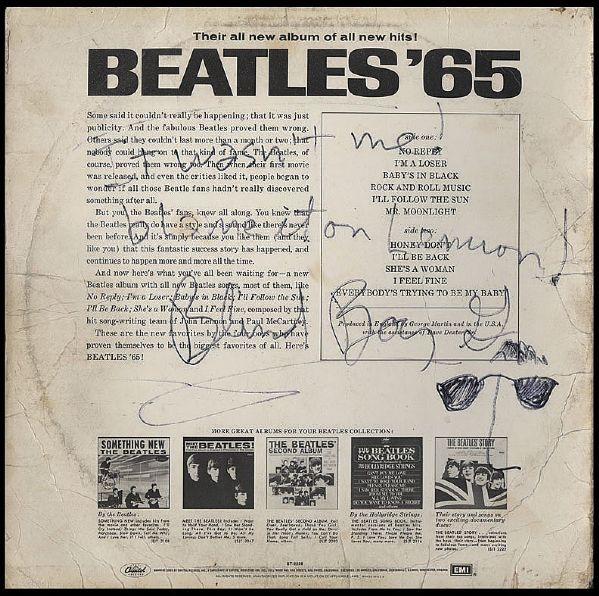 Bob Dylan Signed With Self Portrait "Beatles 65" Album