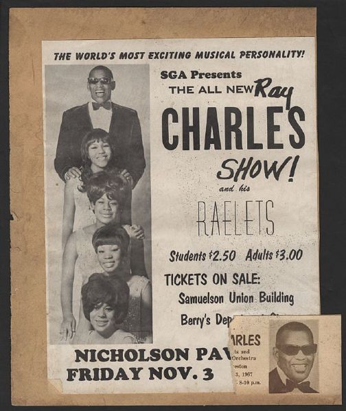 Lot Detail - Ray Charles Vintage Flyer and Concert Ticket