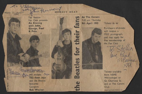 Beatles Signed Newspaper Clipping