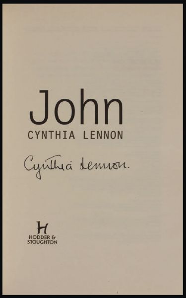 Cynthia Lennon Signed John Lennon Book