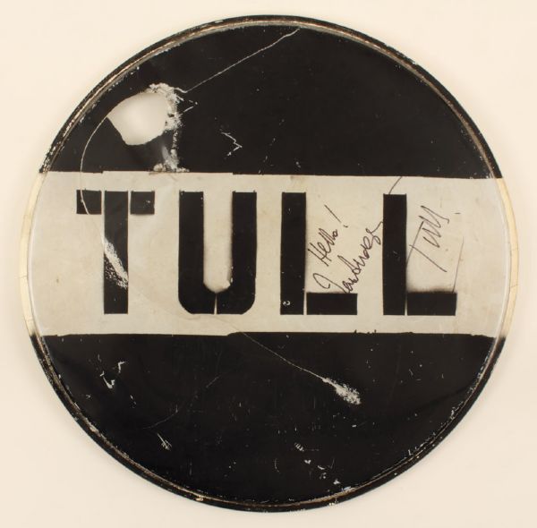 Jethro Tull Stage Used and Signed Drum Skin