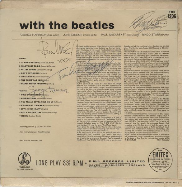 Beatles Signed "With The Beatles" Album