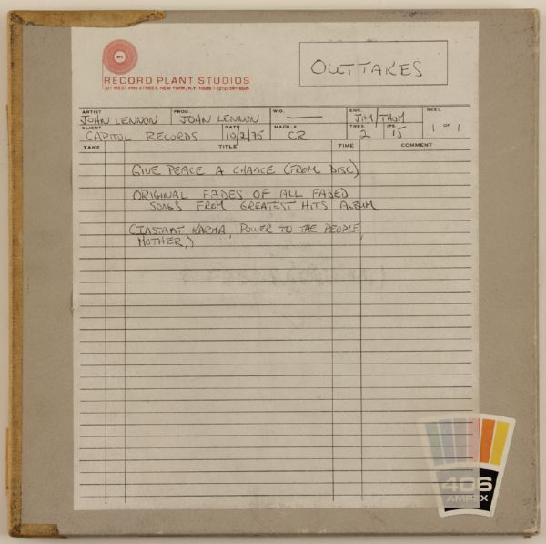 John Lennon Original Record Plant Recording of "Give Peace a Chance" and "Instant Karma"