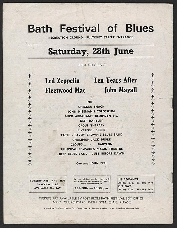 Lot Detail - Chrysalis 1969 Bath Festival of Blues Original Program ...