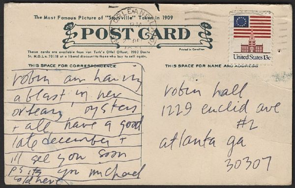 Lot Detail - R.E.M. Michael Stipe Handwritten & Signed Postcard