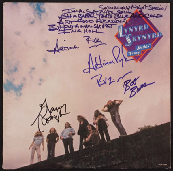 Lynyrd Skynyrd Signed and Rare Lyrics Inscribed "Nuthin Fancy" Album 