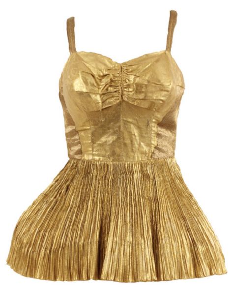 Katy Perry "I Kissed A Girl" Video Worn Vintage Gold Lamé Dress