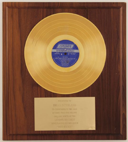 Rolling Stones "Hot Rocks" Album Award