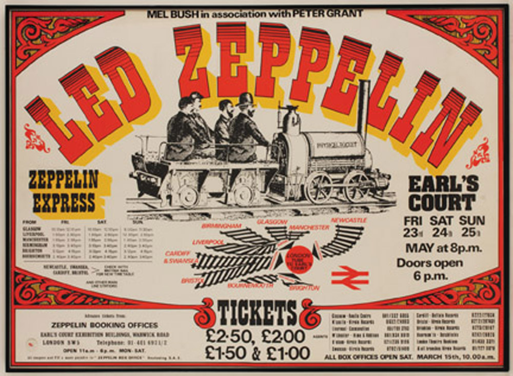 Lot Detail - Led Zeppelin Earl's Court Reproduction Concert Poster