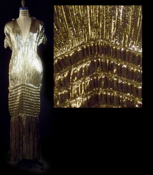 Linda Evans "Dynasty" Worn Andre Van Pier Custom Made Gold Lamé Dress