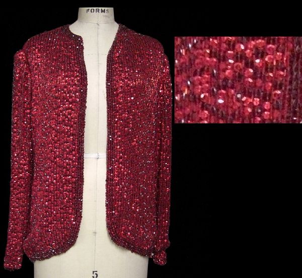 Liza Minnelli Worn Andre Van Pier Custom Made Ruby Red Crystal Sequin Beaded Jacket 