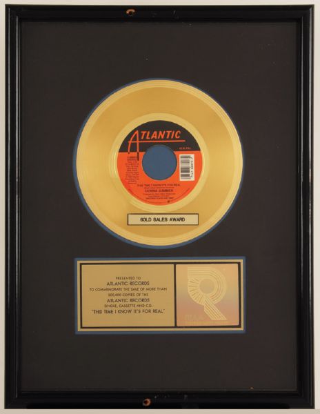 Donna Summer "This Time I Know Its Real" Gold Single Award