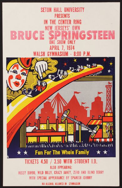 Bruce Springsteen Original 1974 Seton Hall Concert Poster