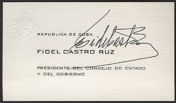 Fidel Castro Signed Business Card