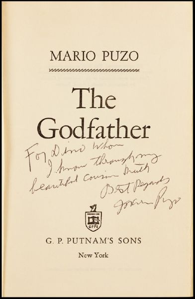 Mario Puzo Signed & Inscribed  "The Godfather" First Edition