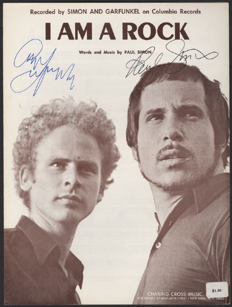 Simon and Garfunkel Signed "I Am A Rock" Sheet Music 