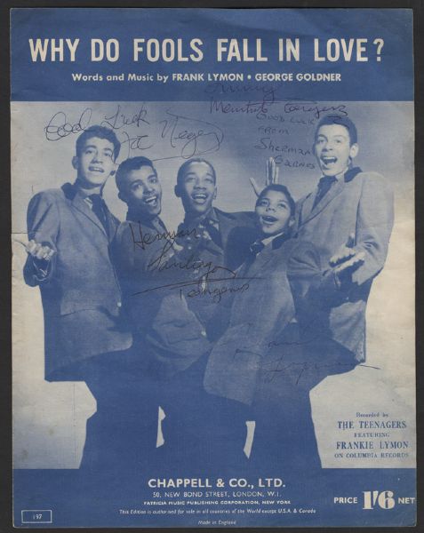 Frankie Lymon & the Teenagers Signed "Why do Fools Fall in Love" Sheet Music