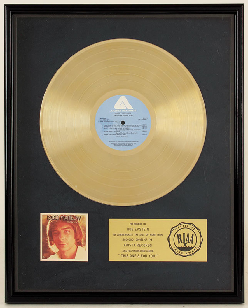 Lot detail barry manilow original this one s for you riaa gold