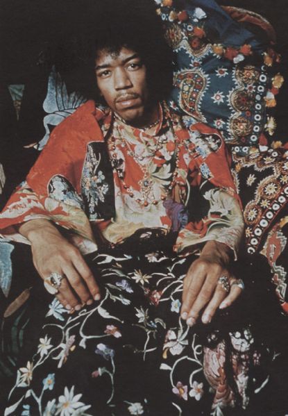 Lot Detail - Jimi Hendrix Worn Black Shawl with Red Flowers