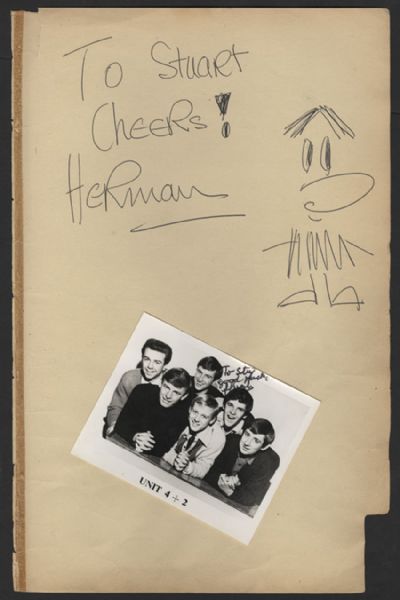 Herman from Hermans Hermits Signature With Drawing