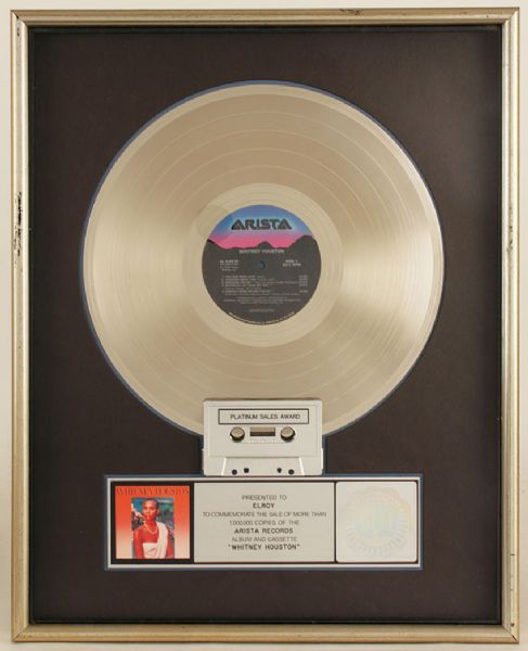 "Whitney Houston" Original RIAA Platinum Album Award