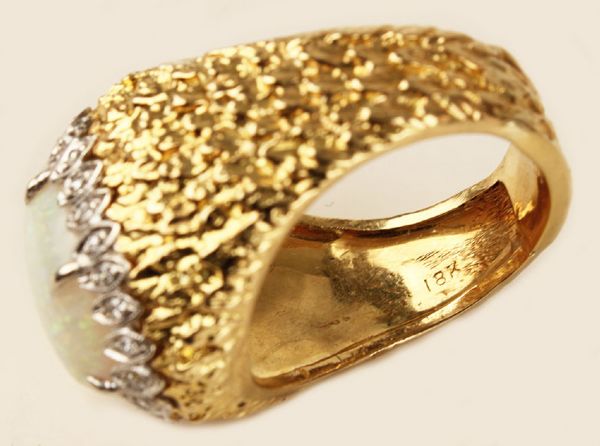 Lot Detail - Elvis Presley Stage Worn 18KT Gold Diamond & Opal Ring