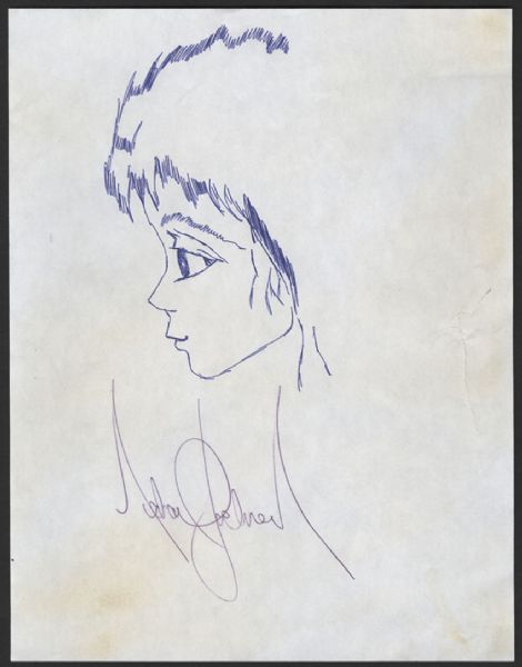 Michael Jackson Signed & Hand Drawn Ink Drawing