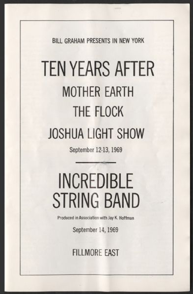 Ten Years After 1969 Fillmore East Original Program