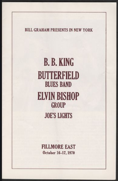 B.B. King 1970 Fillmore East Original Program