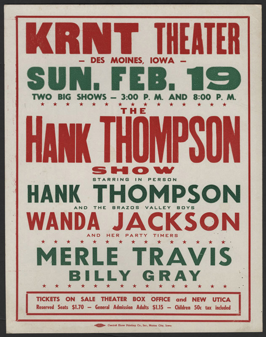 Lot Detail - Hank Thompson Original Concert Poster