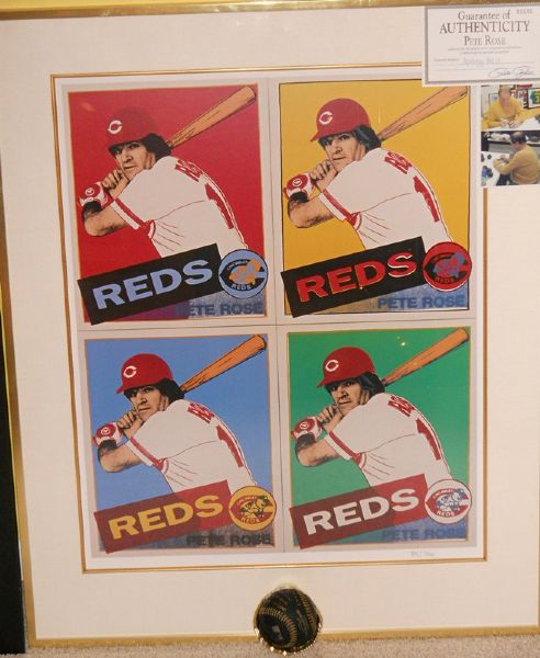 Andy Warhol Original Pete Rose Limited Edition Print and Signed & Inscribed Baseball