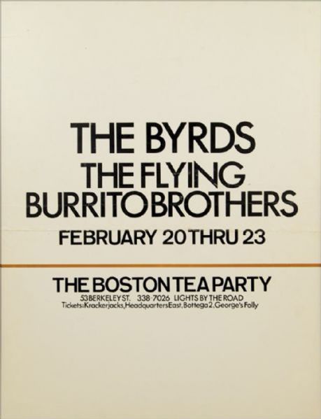 The Byrds & The Flying Burrito Brothers 1969 Boston Tea Party Original Concert Poster