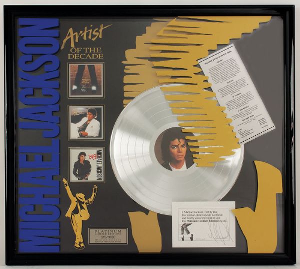 Michael Jackson Signed Platinum Limited Edition "Artist of the Decade" Award